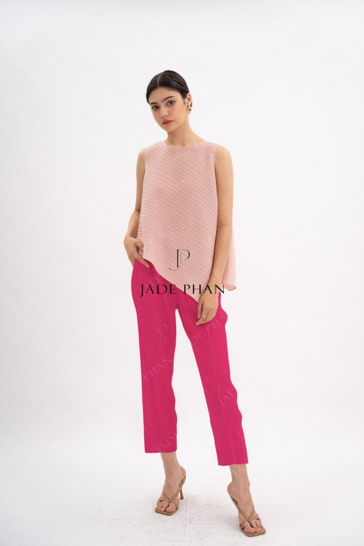 Set LE'A Pleated Top Pink  & DAISY Pleated Pants Magenta