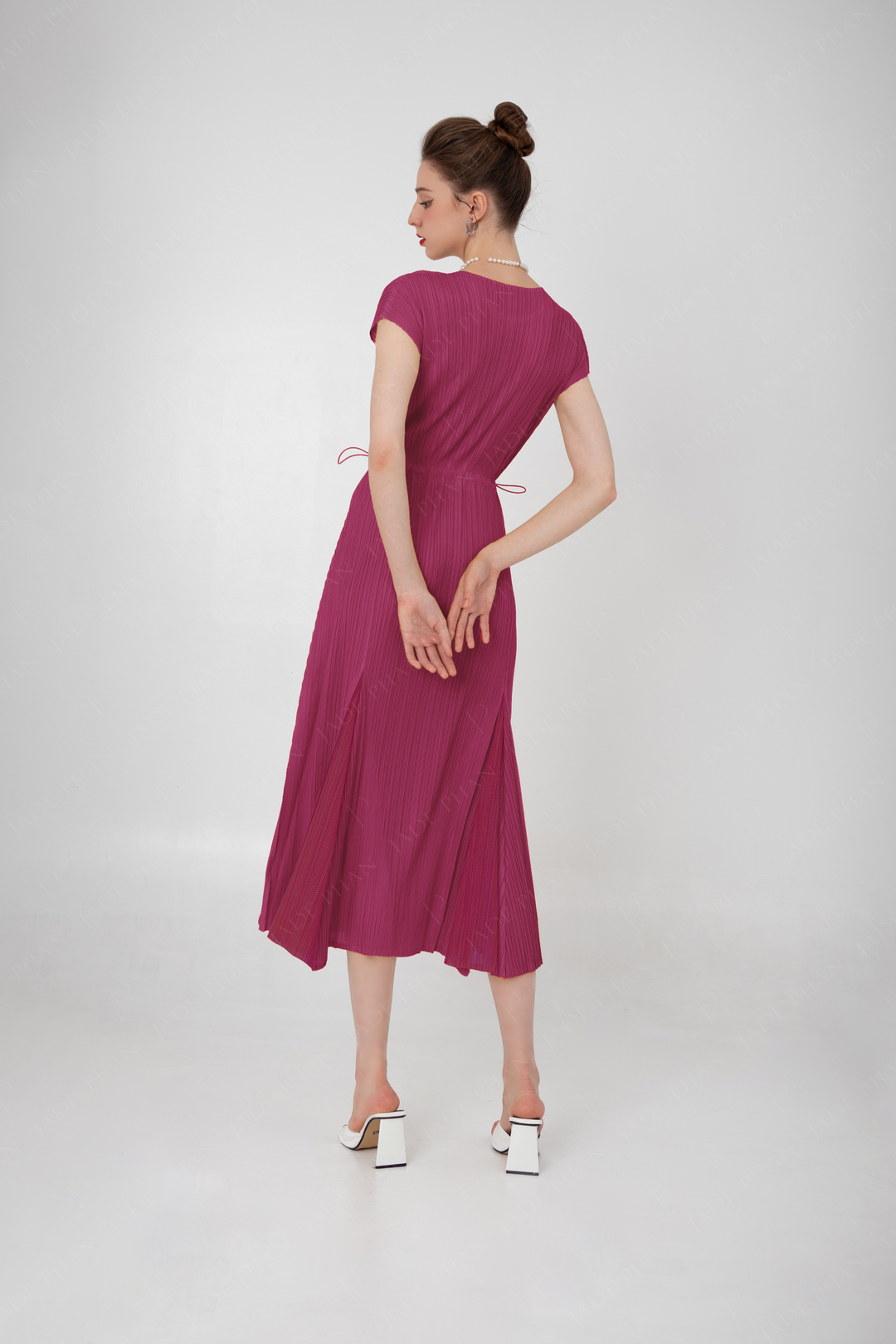 ADELE Pleated Dress - Medium Violet Red