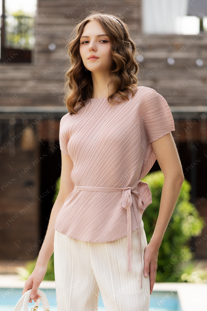 Amy Pleated Top Pink
