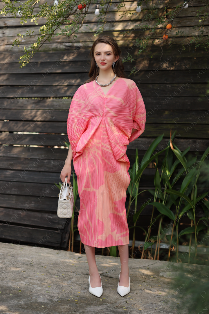 LIANA Pleated Dress - Pink