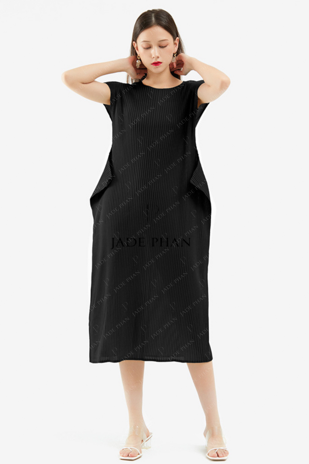 VERONICA Pleated Dress - Black