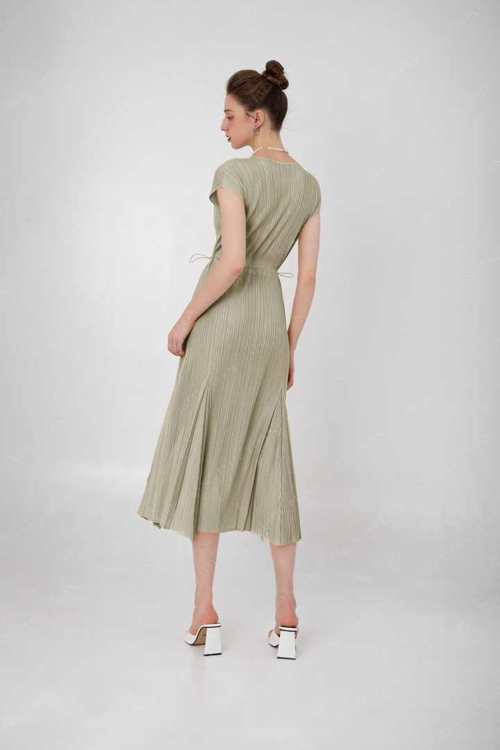ADELE Pleated Dress - Camouflage Green