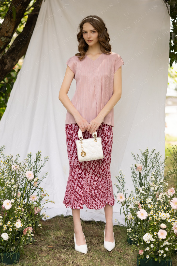 ALVA  Pleated Top Pink & LILY Pleated Skirt