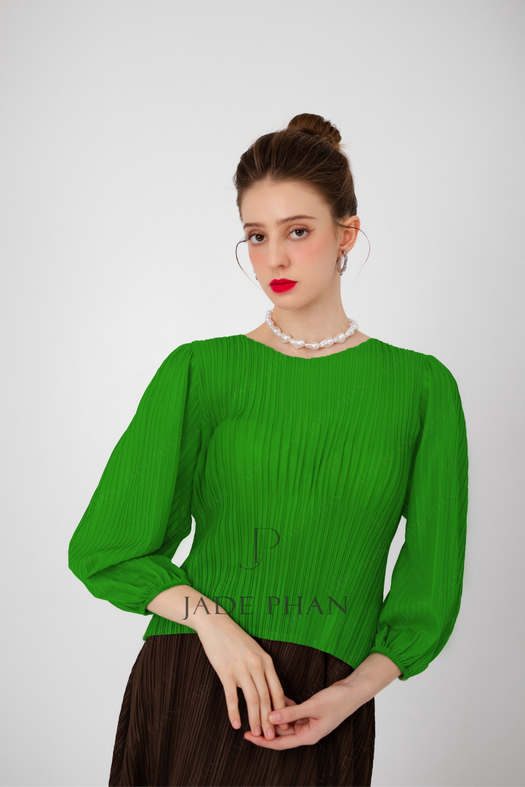 Pensee Pleated Top Green