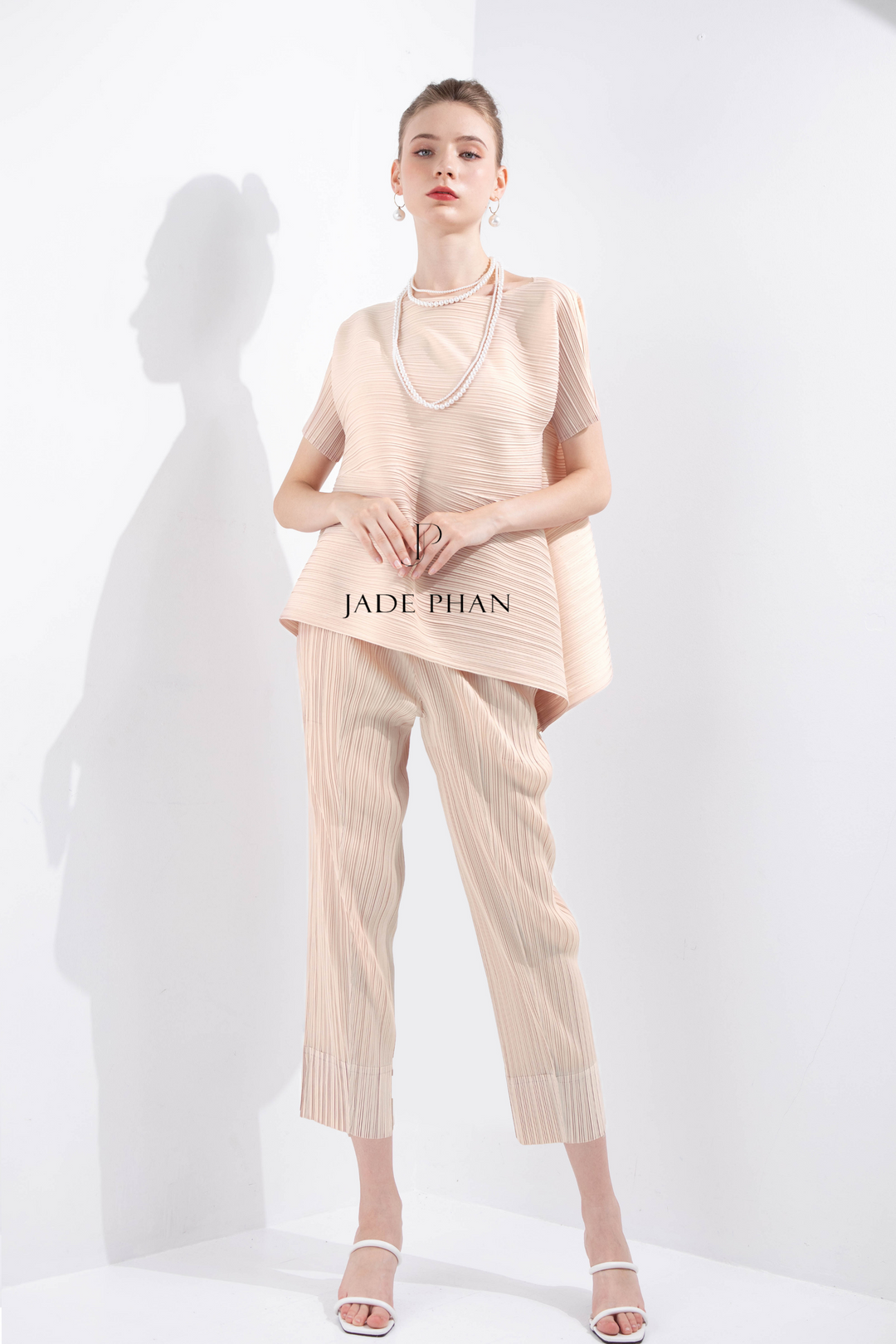 KATLE Pleated Top & DAISY Pleated Pants Bisque