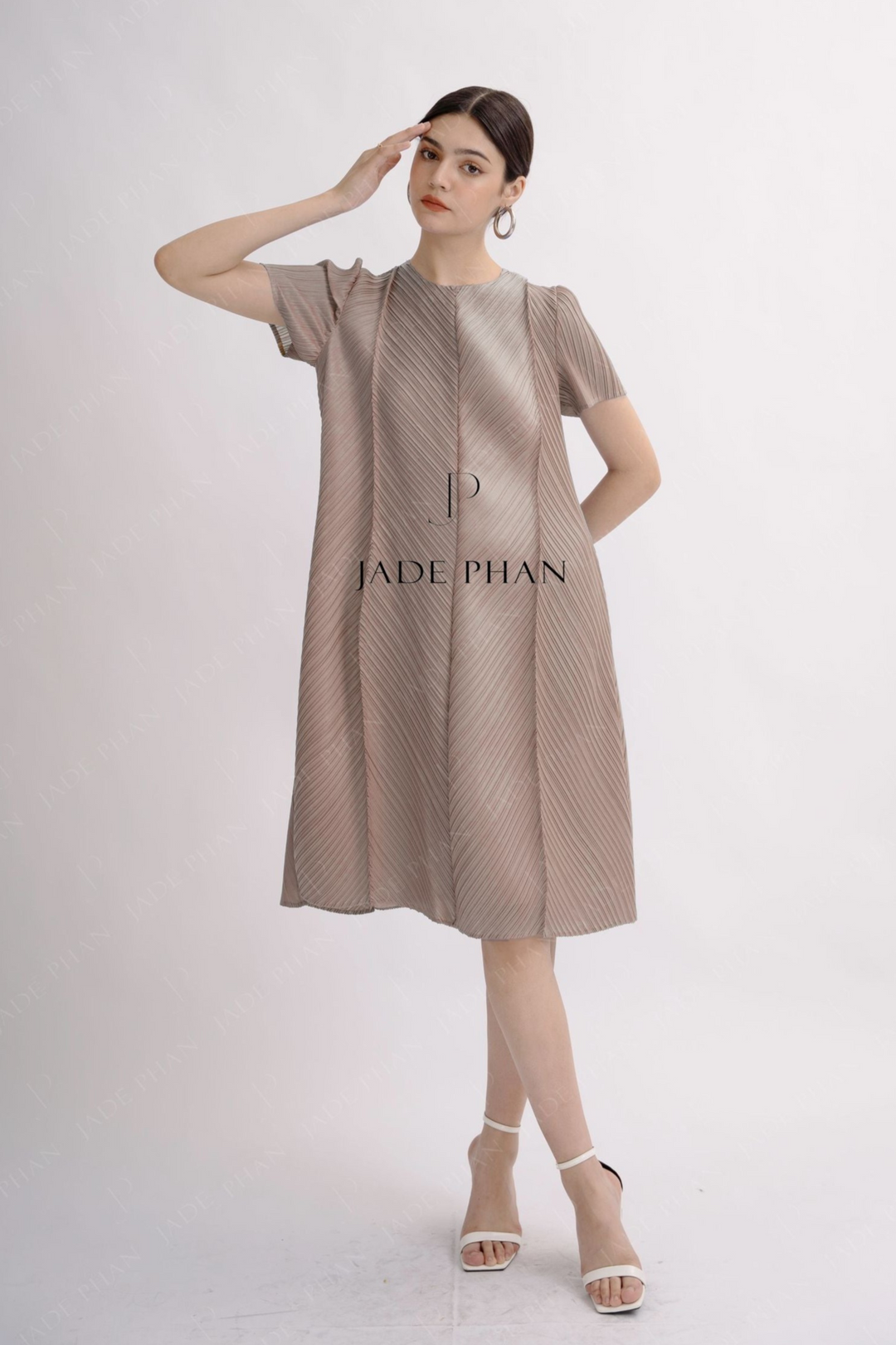 CLARIE Pleated Dress - Gray