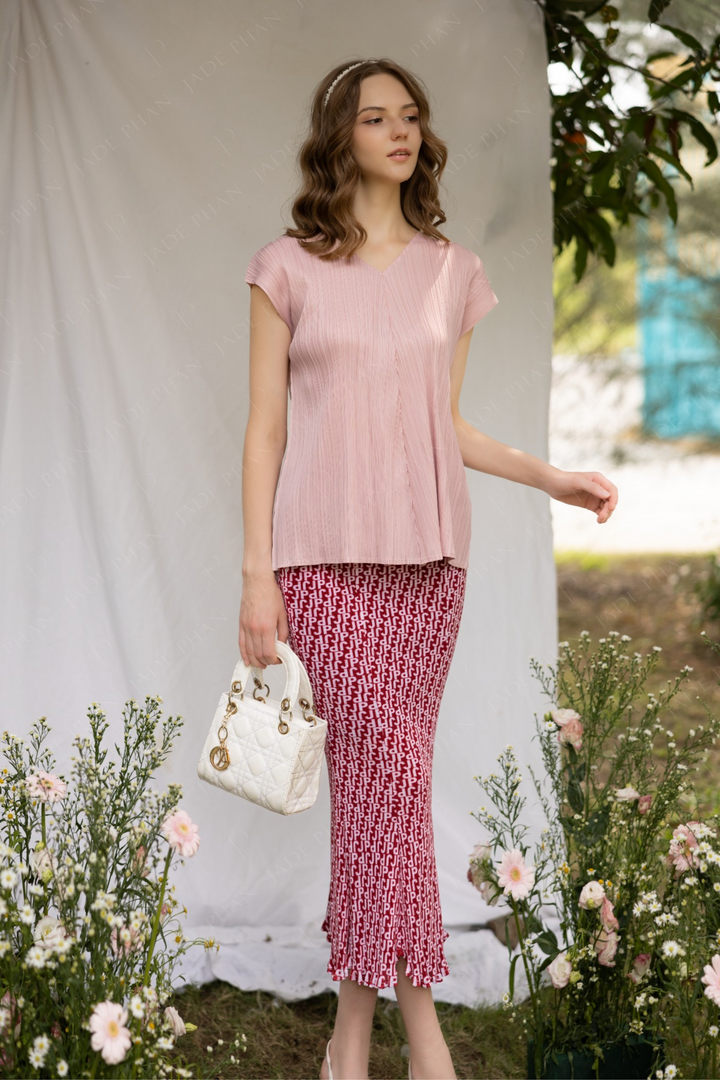 ALVA  Pleated Top Pink & LILY Pleated Skirt