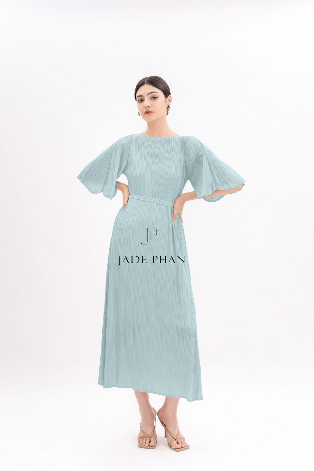 CHARISSE Pleated Dress - Turquoise