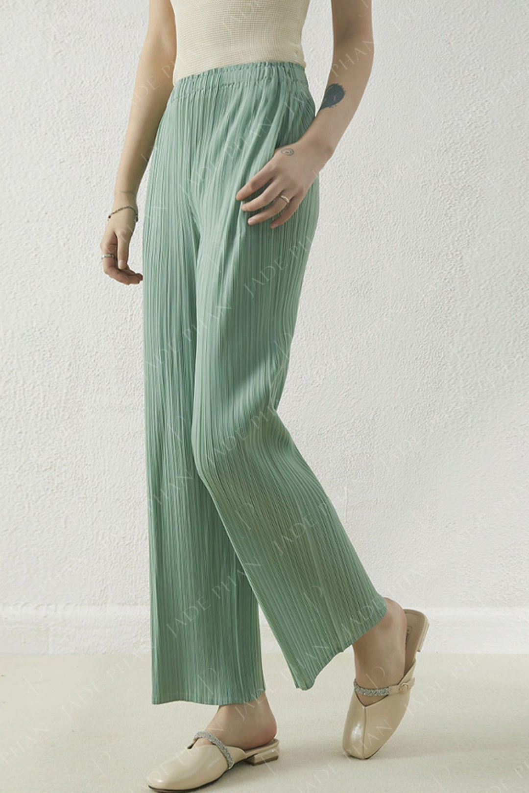 AMOUR Pleated Pants - Mint