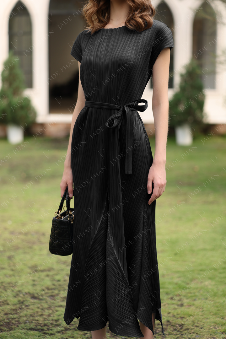 LAVERNA Pleated Dress - Black