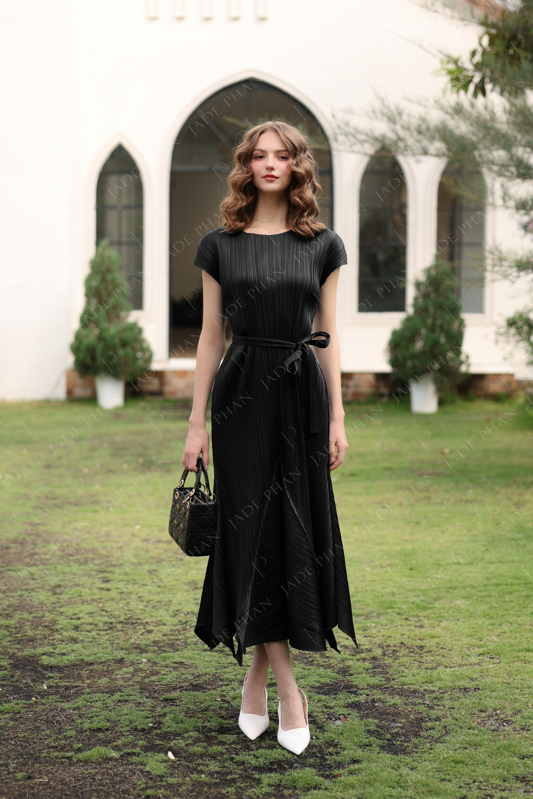 LAVERNA Pleated Dress - Black
