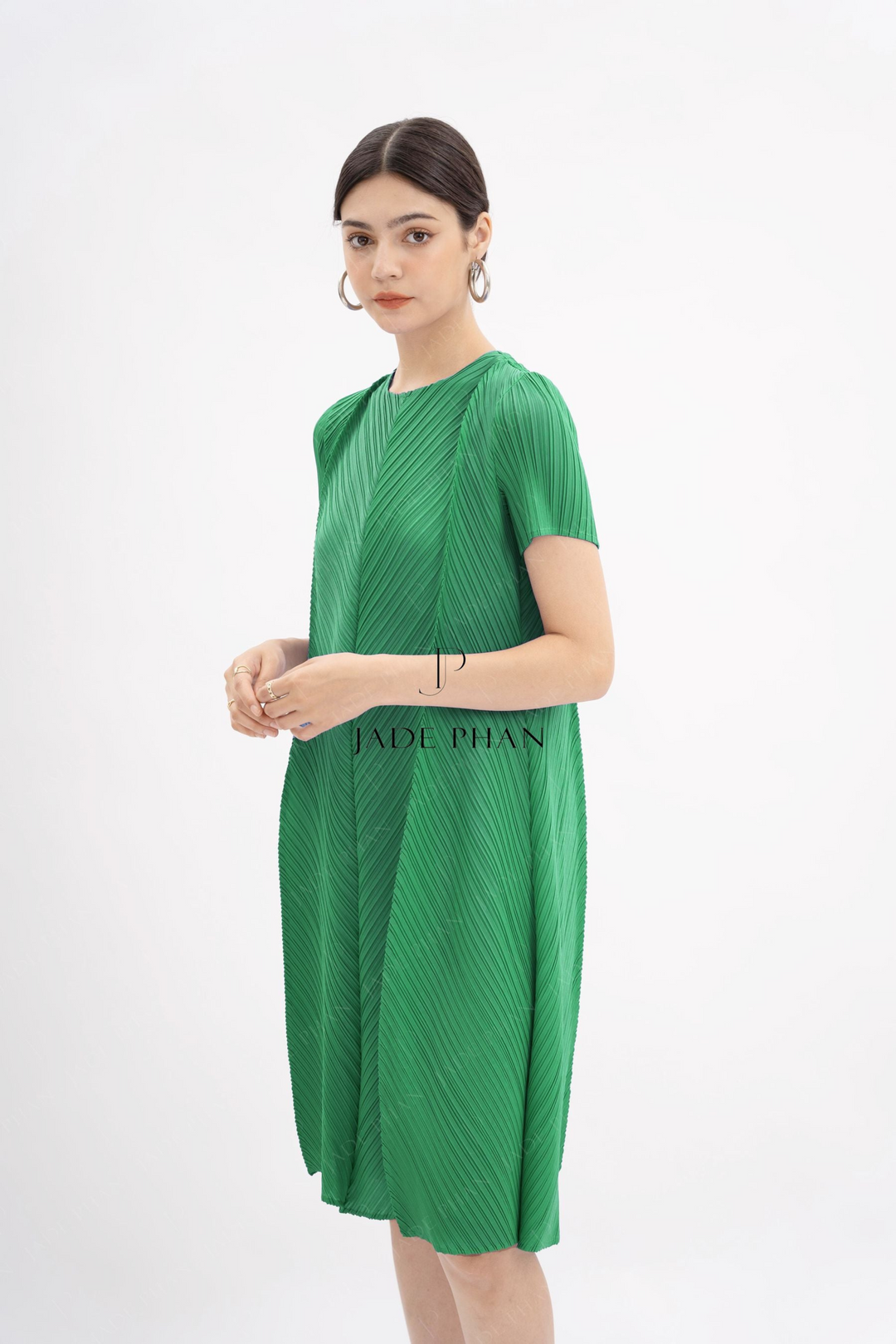 CLARIE Pleated Dress - Green