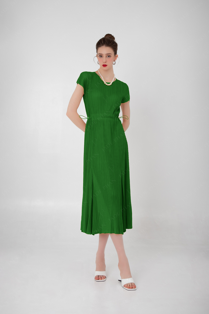 ADELE Pleated Dress - Green