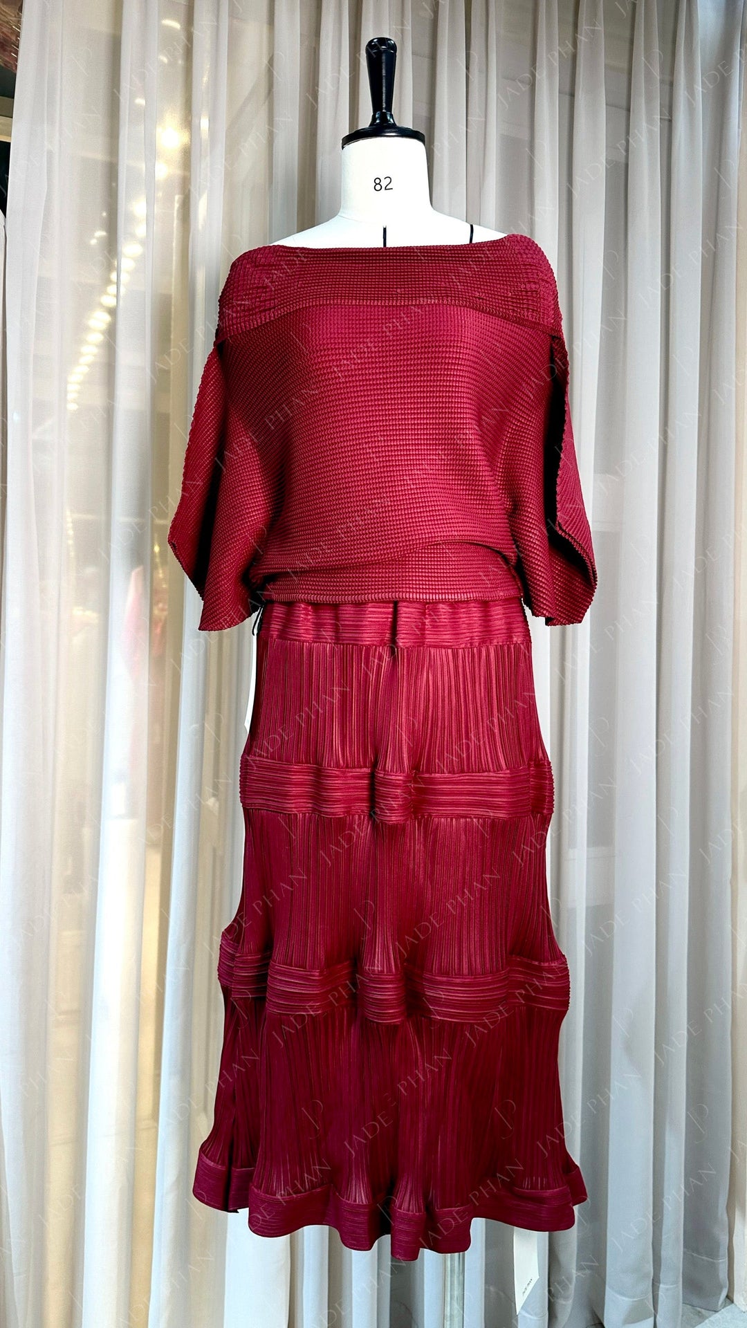 BLANCHE Pleated  Set -  Burgundy Red