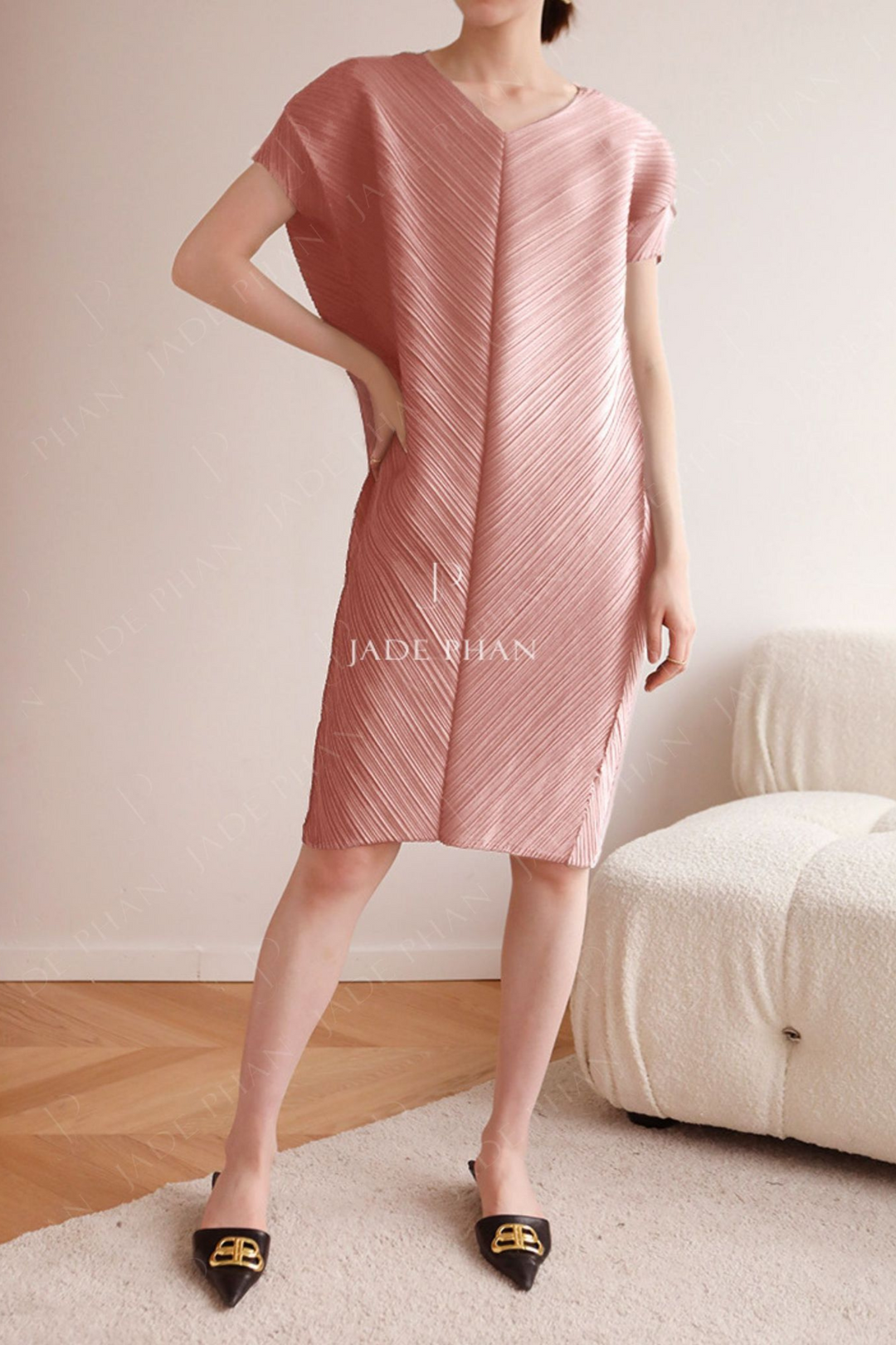BOISE Pleated Dress - Pink