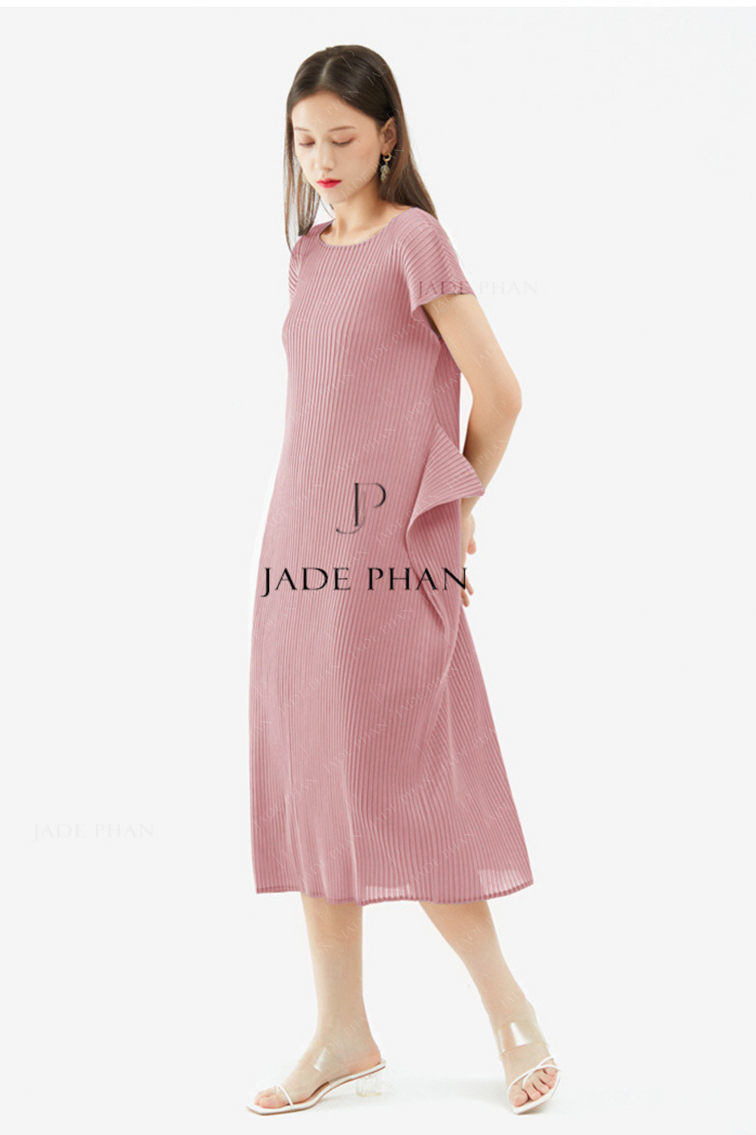 VERONICA Pleated Dress - Pink