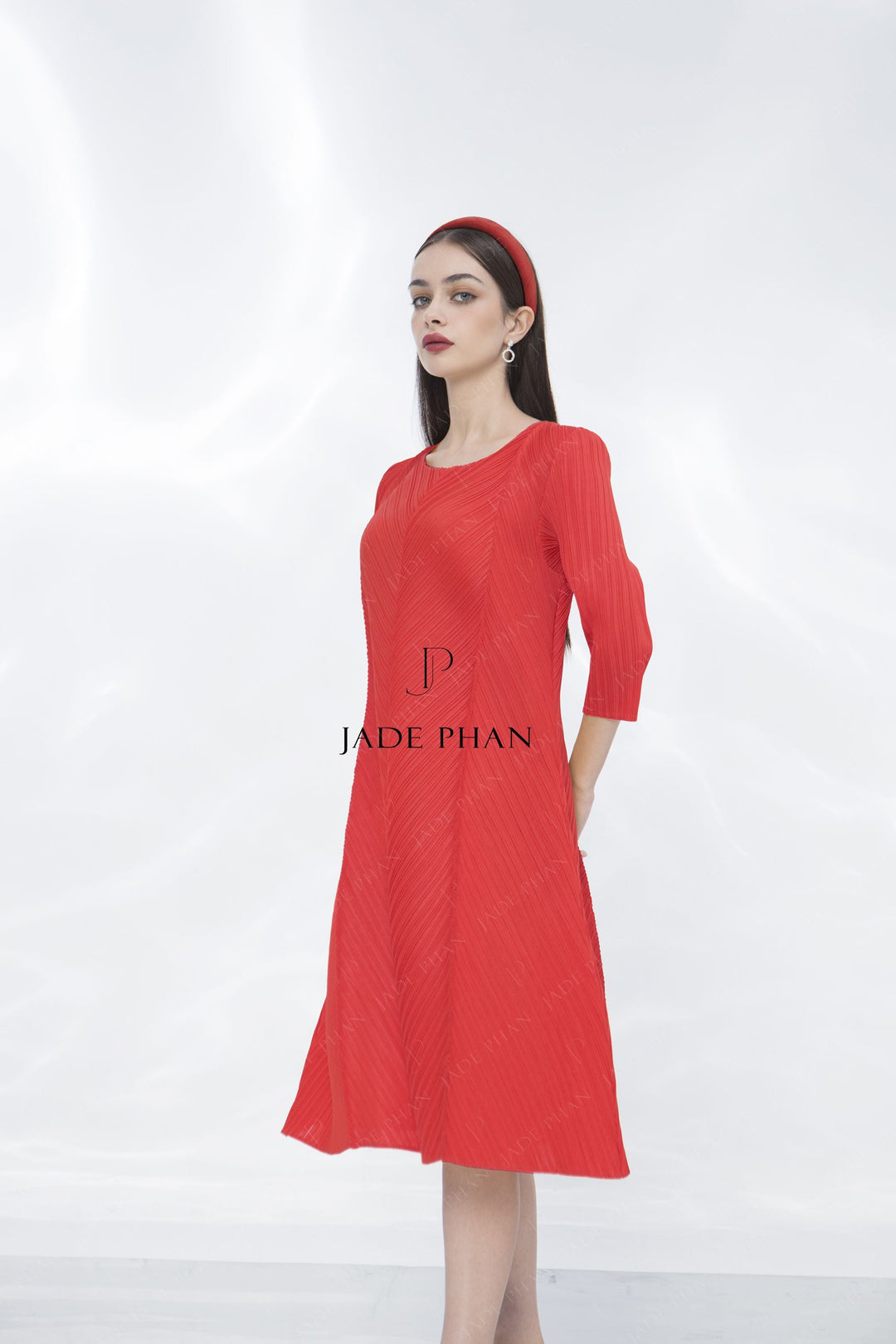 MAINE Pleated DRESS - Red