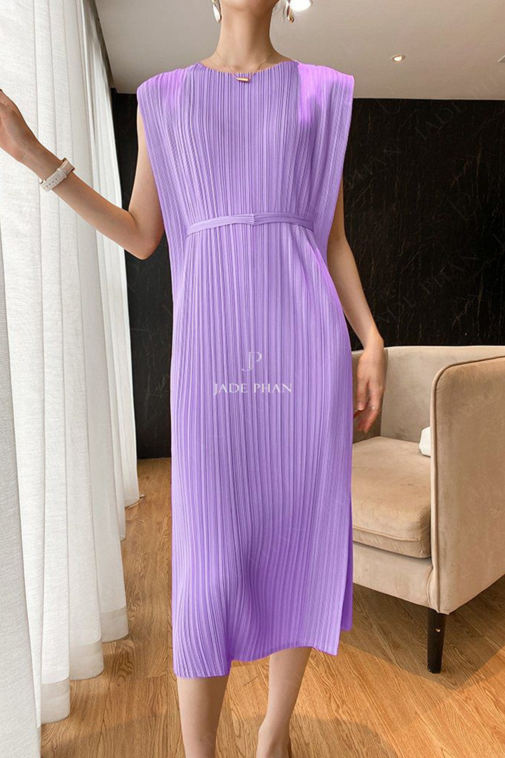 ELEGANCE Pleated Dress - Light Purple
