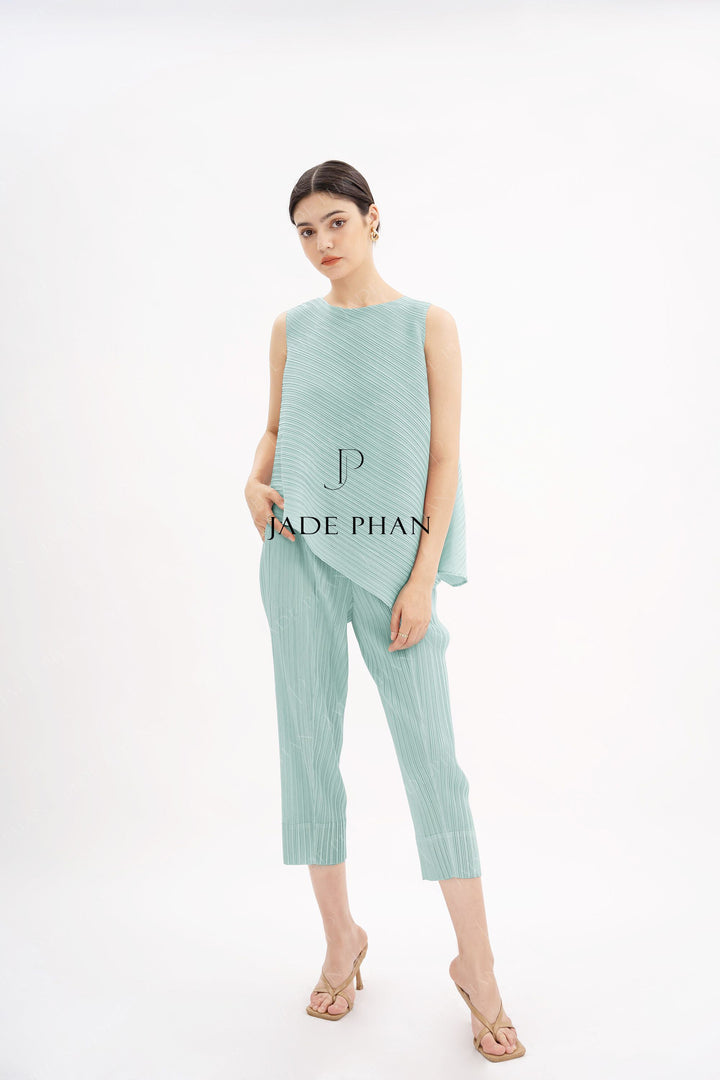 Set LE'A Pleated Top  & DAISY Pleated Pants Turquoise