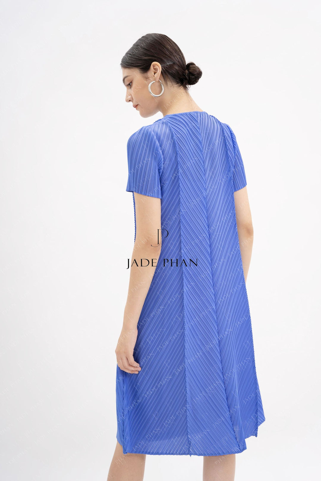 CLARIE Pleated Dress - Light Royal Blue