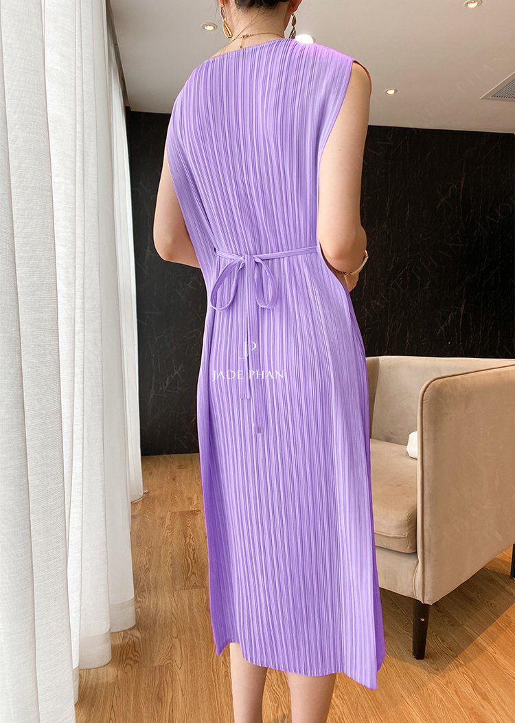 ELEGANCE Pleated Dress - Light Purple